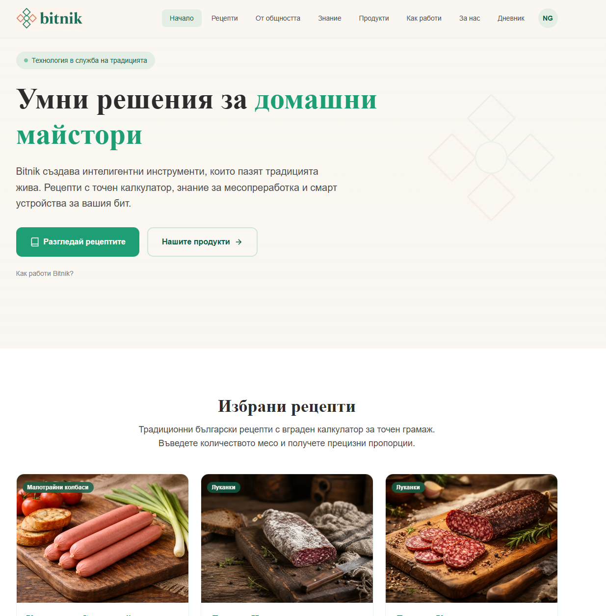 Bitnik — Начална страница